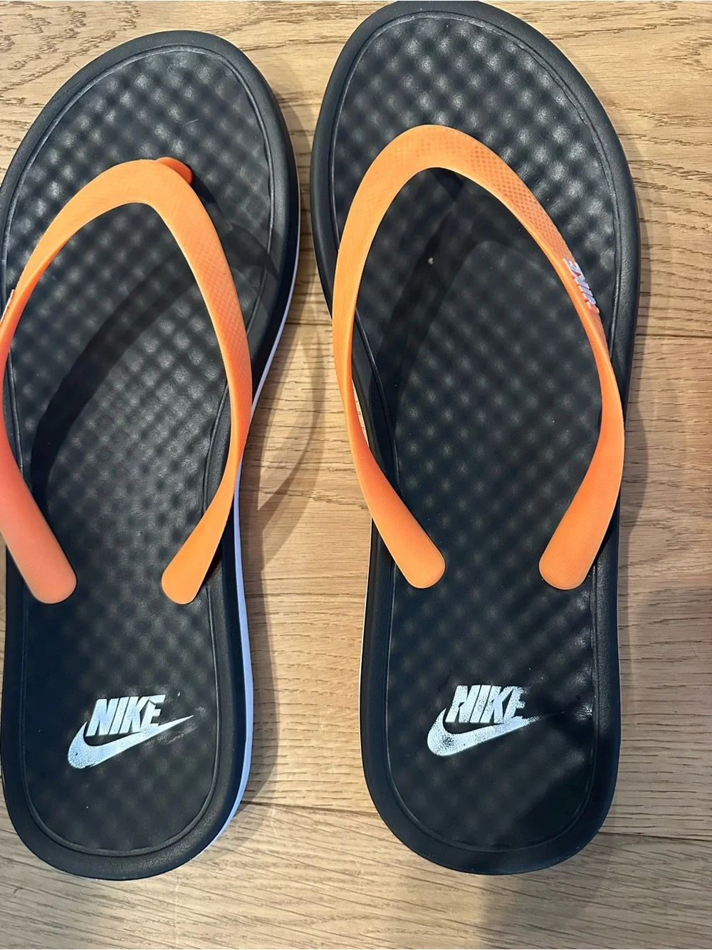 Nike Men’s size 12 Flip-Flops Trio in Black/Orange, Red/Blue & Gray
